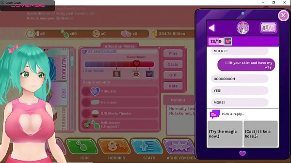 可爱的动漫女孩 Vtuber 玩 Crush Crush 未经审查 #2