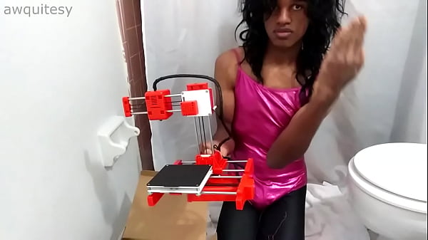 Cute TS Femboy Crossdresser Trap Unboxing 3D Printer in Leotard Leggings! Nerd Tgirl Lycra Spandex Tech Geek