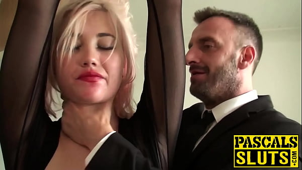 Hardfucked curvy babe toys her pussy on maledoms wish